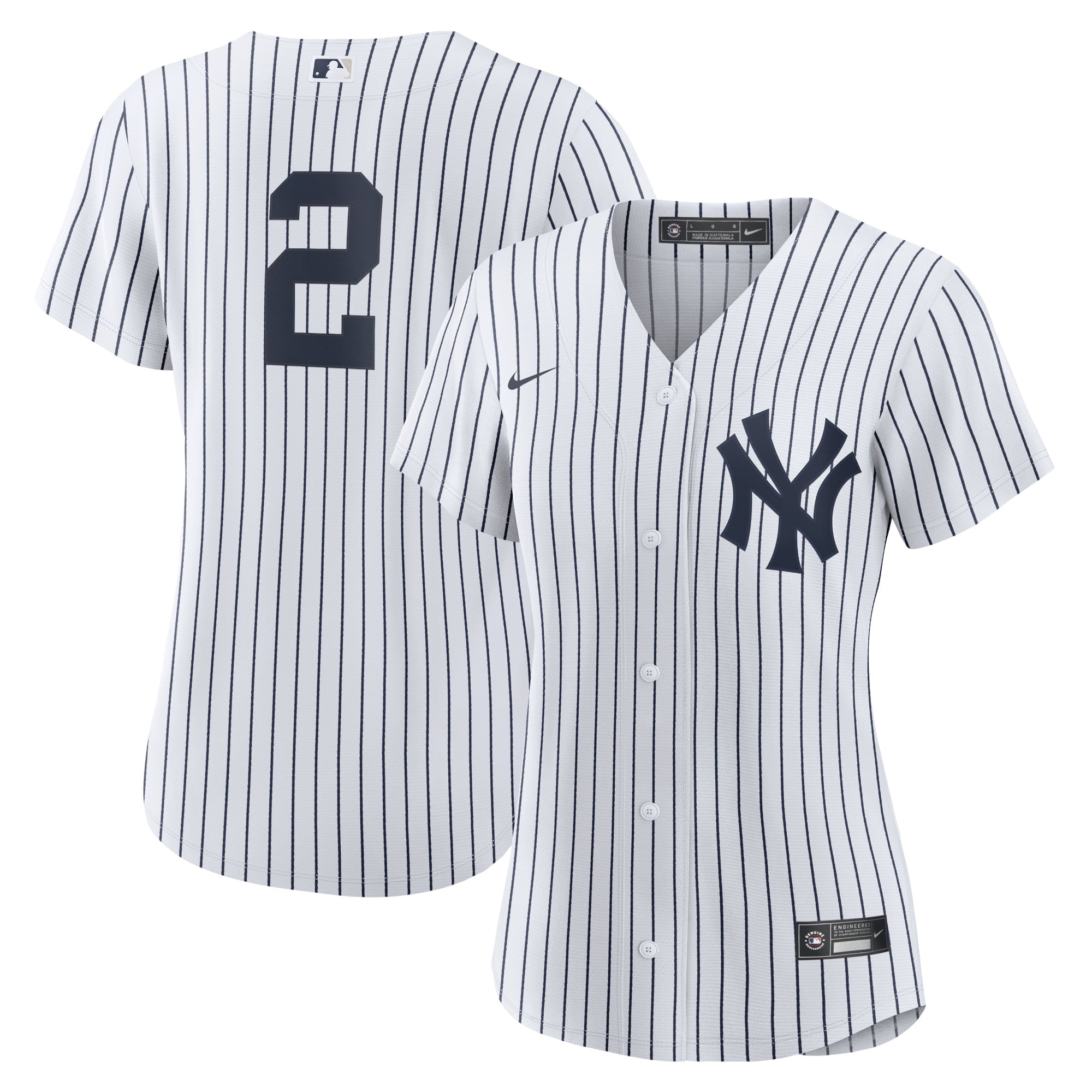 Women's New York Yankees Derek Jeter Nike White/Navy Home Replica Player Jersey - 2