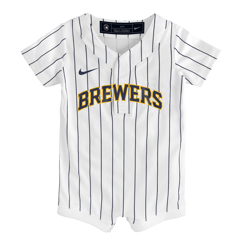 Newborn & Infant Milwaukee Brewers Nike White Alternate Replica Romper Jersey - 3