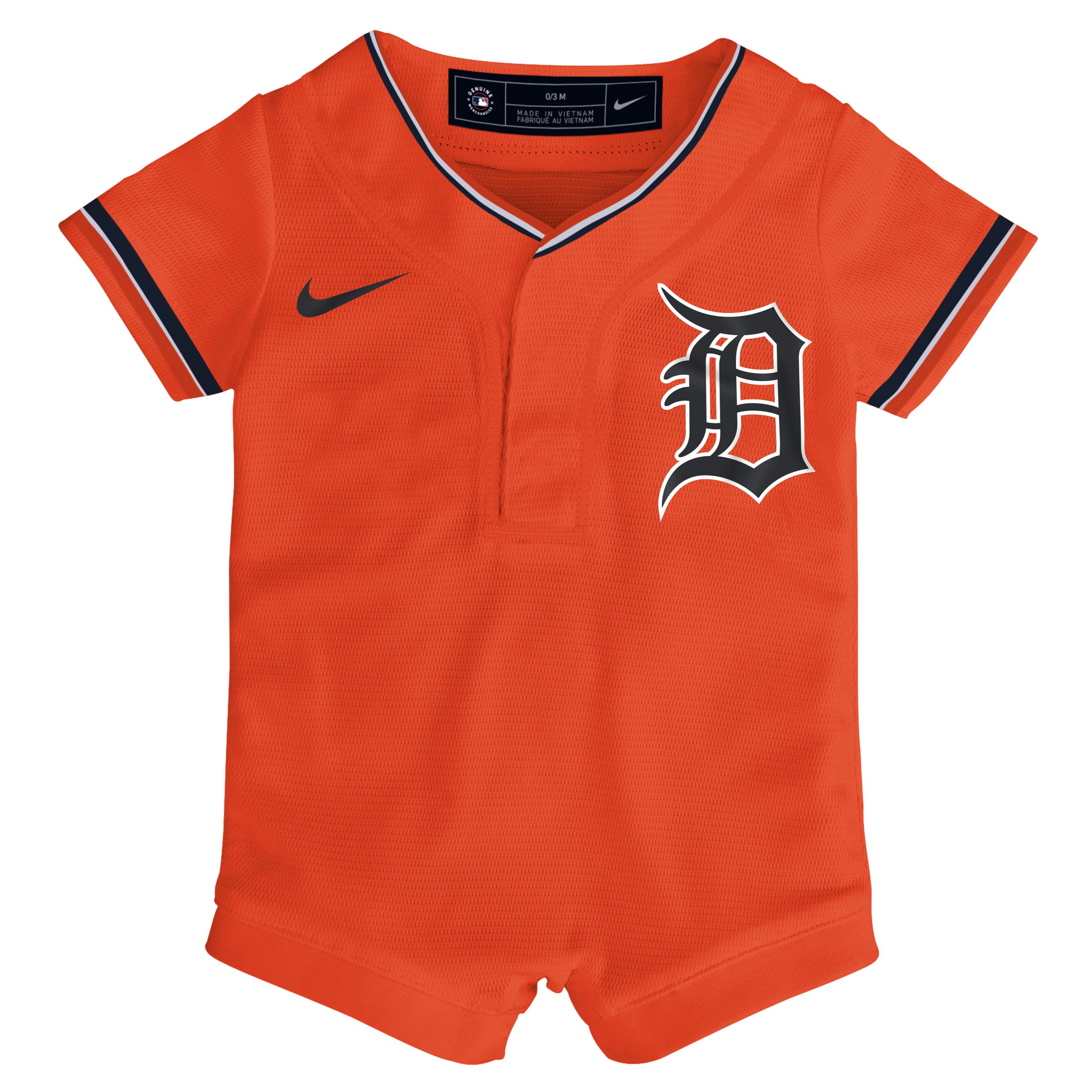 Newborn Detroit Tigers Nike Orange Alternate Replica Romper Jersey