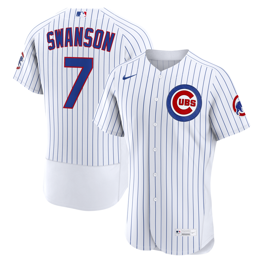 Men's Chicago Cubs Dansby Swanson Nike White Home Authentic Jersey - 2