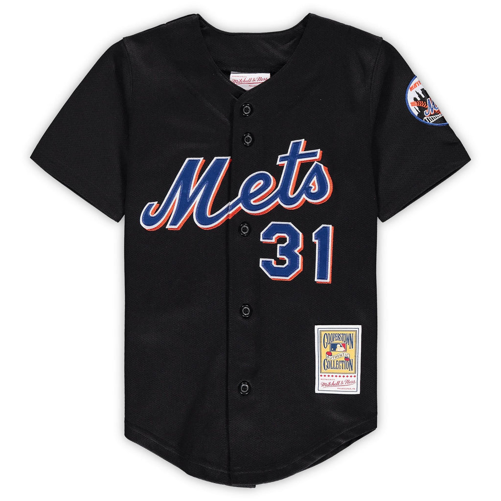 Preschool & Toddler New York Mets Mike Piazza Mitchell & Ness Black Cooperstown Collection Mesh Jersey - 3