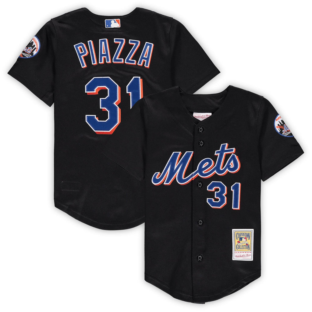 Preschool & Toddler New York Mets Mike Piazza Mitchell & Ness Black Cooperstown Collection Mesh Jersey