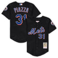 Preschool & Toddler New York Mets Mike Piazza Mitchell & Ness Black Cooperstown Collection Mesh Jersey
