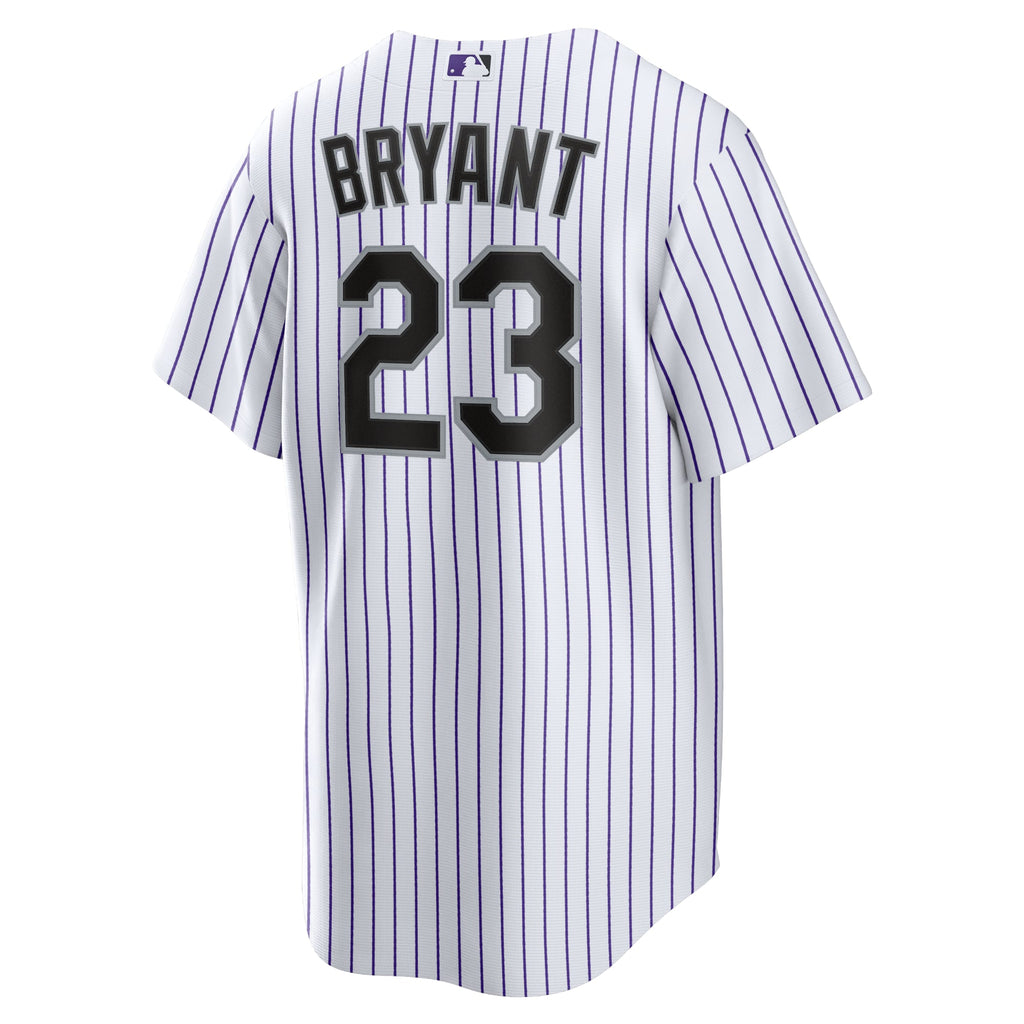 Men's Colorado Rockies Kris Bryant Nike White/Purple Replica Player Jersey - 4