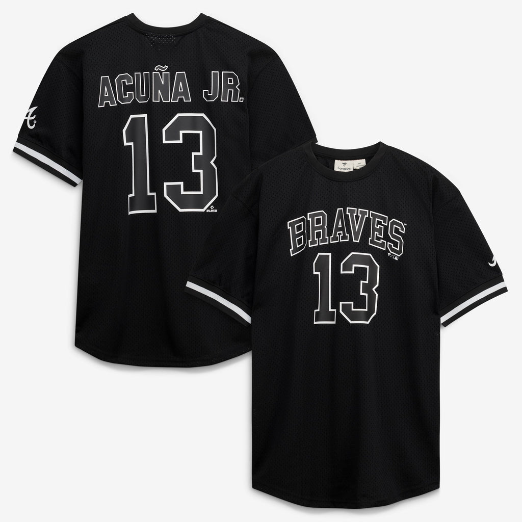 Men's Atlanta Braves Ronald Acuña Jr. Fanatics Black/White Big & Tall Heavyweight Mesh Jersey