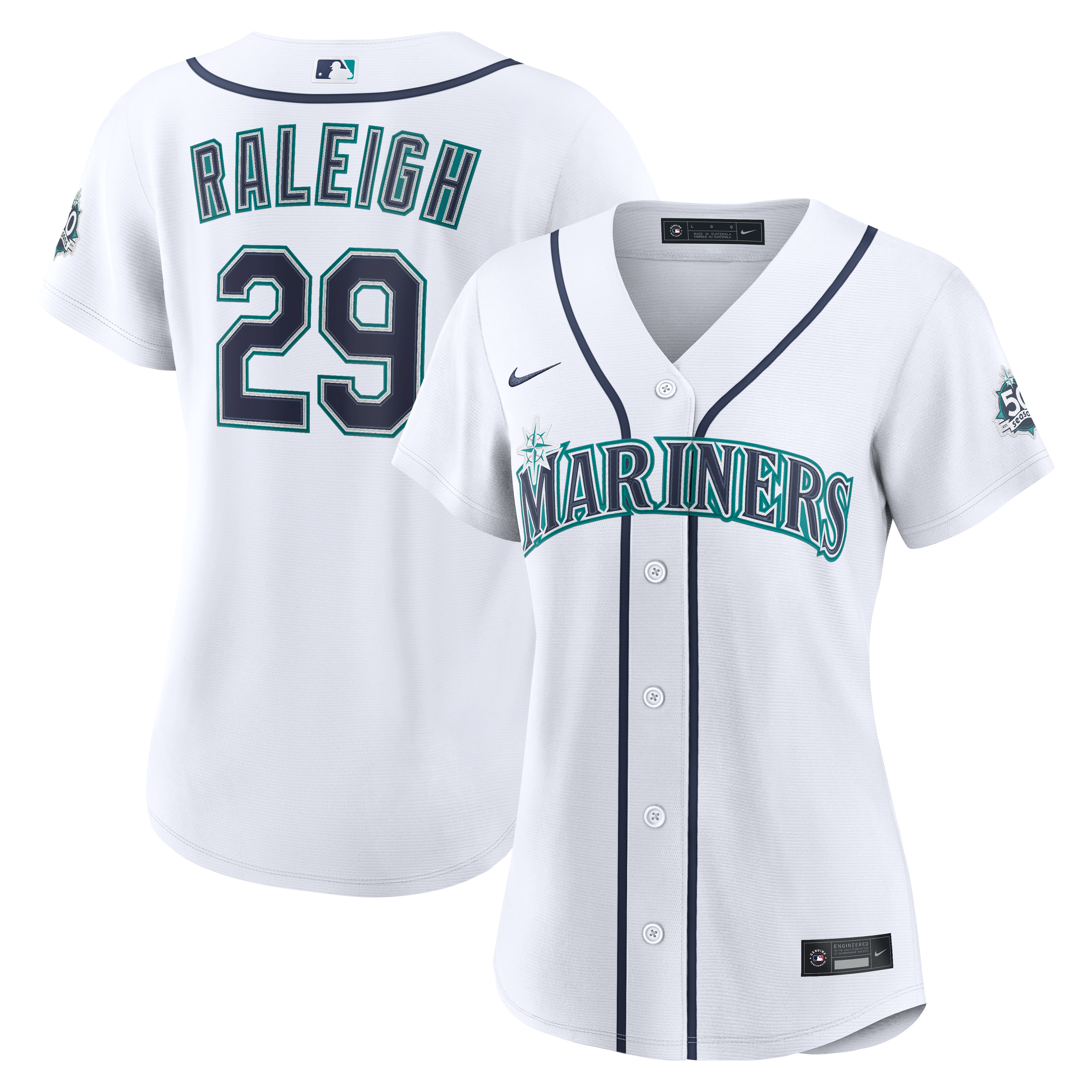 Women's Seattle Mariners Cal Raleigh Nike White Home 50th Season Stadium Jersey - 2