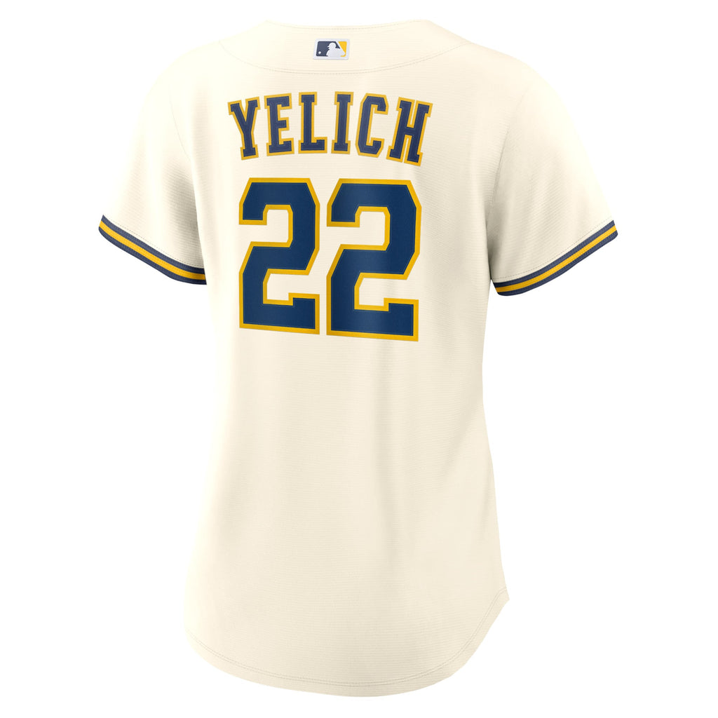 Women's Milwaukee Brewers Christian Yelich Nike Cream Home Replica Player Jersey - 4