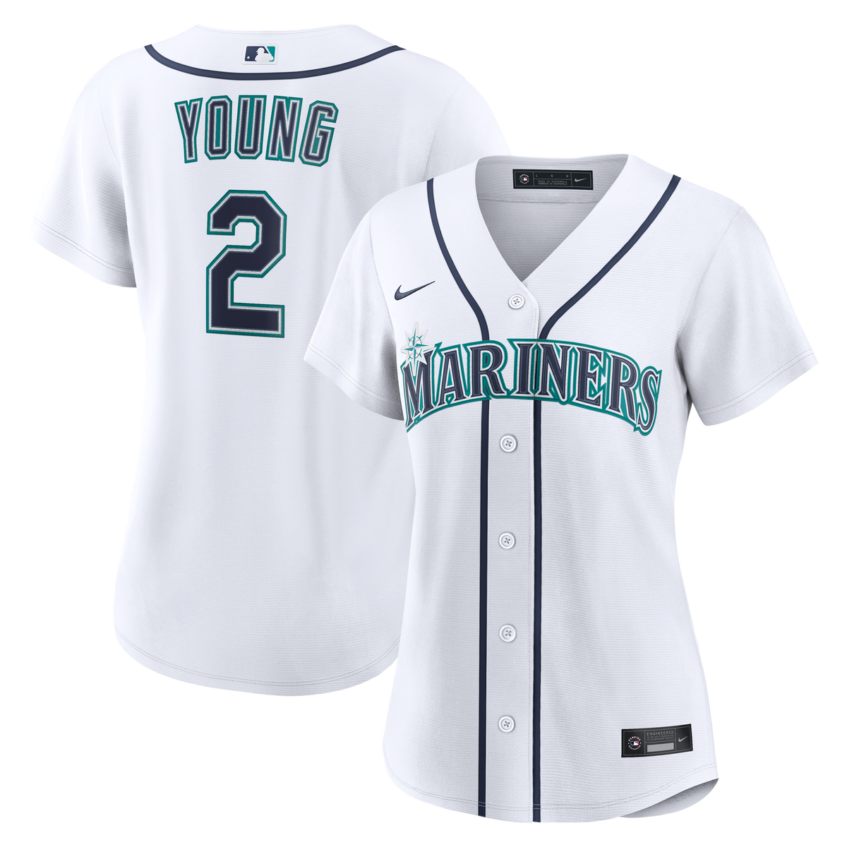 Women's Seattle Mariners Cole Young Nike White Home Replica Jersey