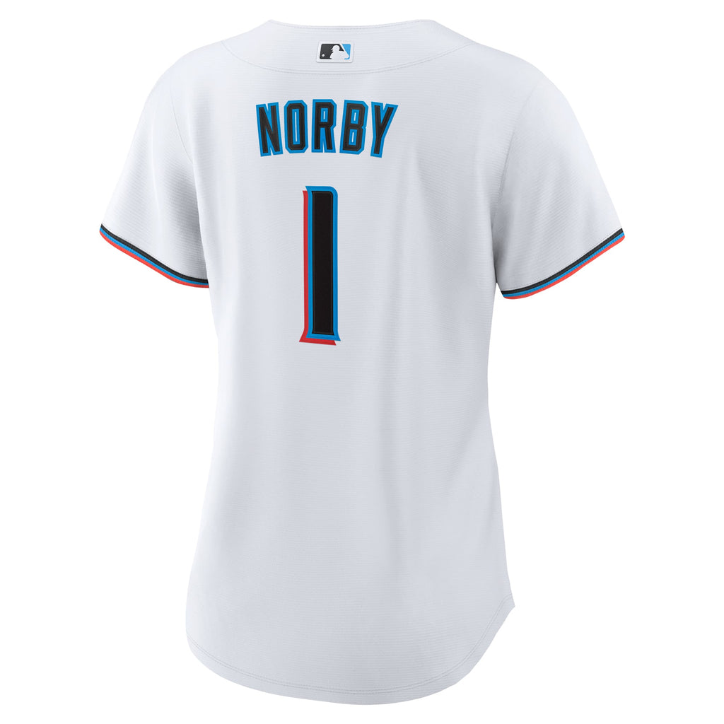 Women's Miami Marlins Connor Norby Nike White Home Replica Jersey - 4