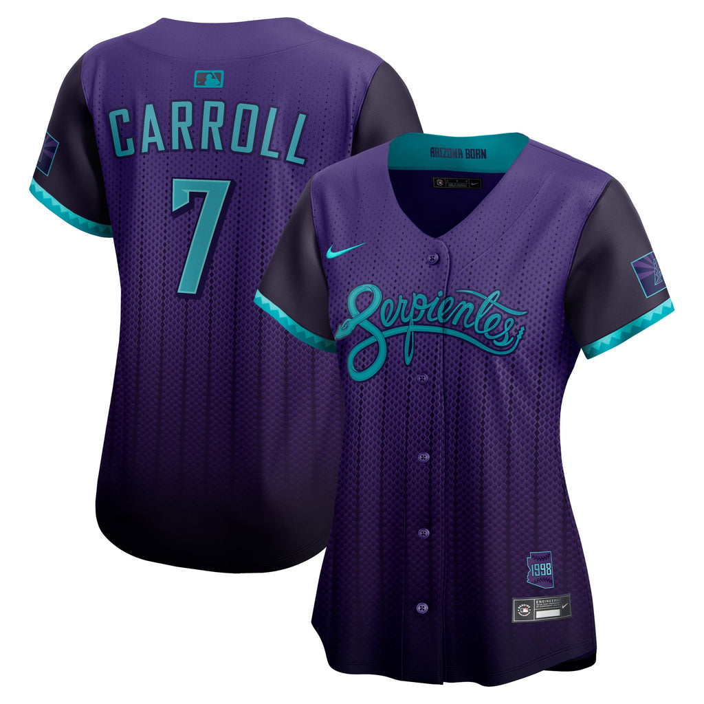 Women's Arizona Diamondbacks Corbin Carroll Nike Purple 2025 City Connect Limited Player Jersey