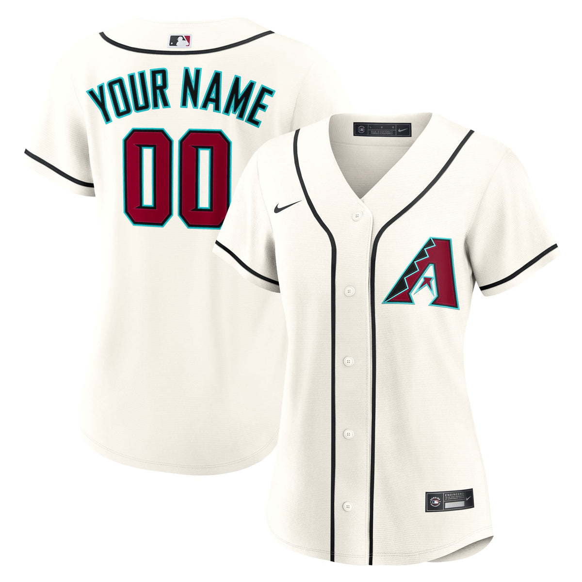 Women's Arizona Diamondbacks Nike Cream Home Custom Replica 2.0 Jersey - 2