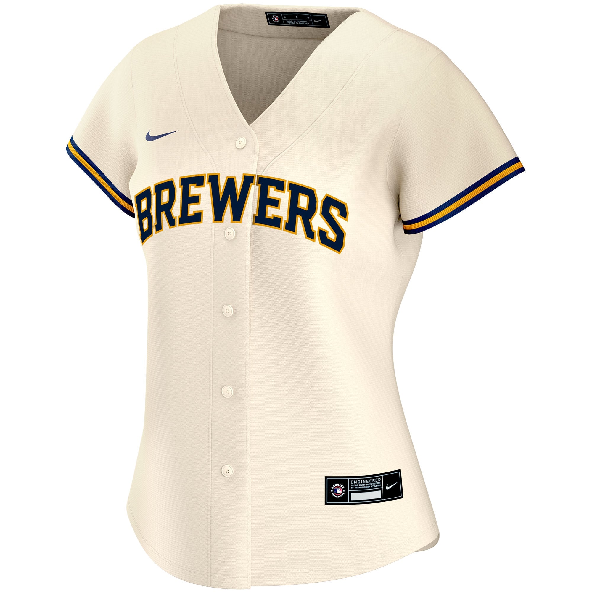 Women's Milwaukee Brewers Nike Cream Home Replica Custom Jersey - 3
