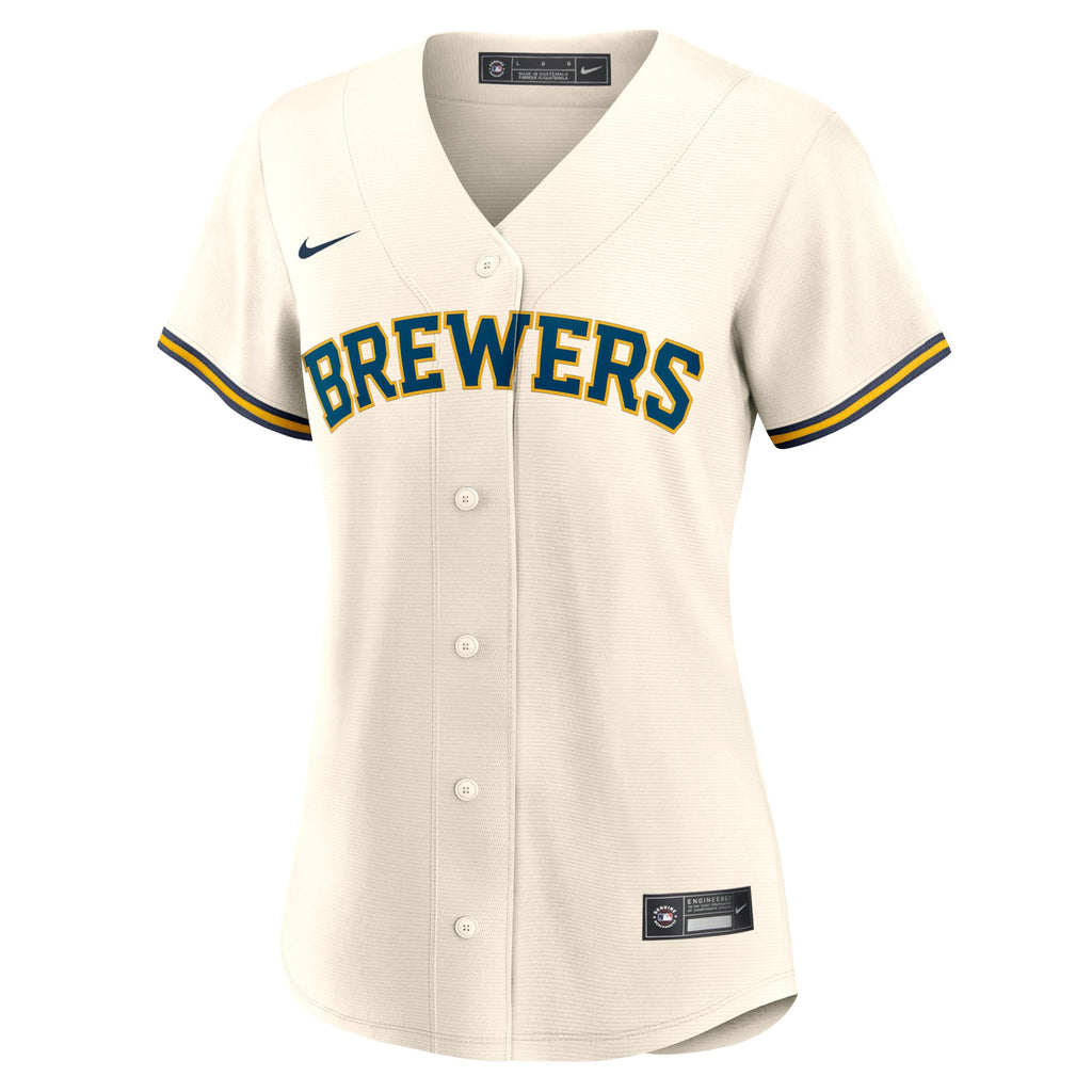 Women's Milwaukee Brewers Nike Cream Home Replica Team Jersey - 3