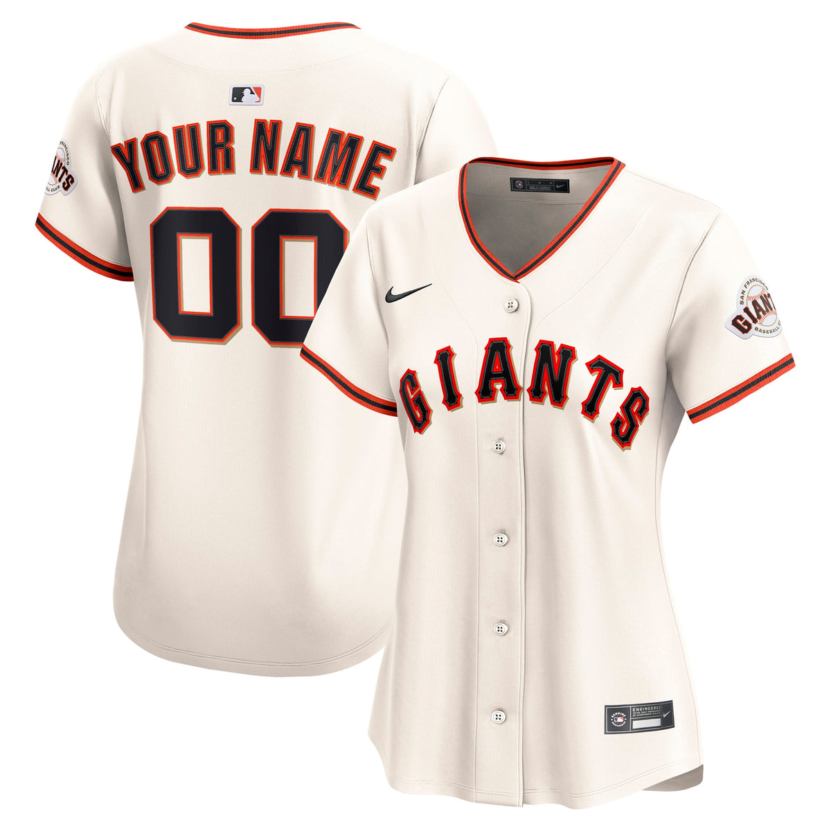 Women's San Francisco Giants Nike Cream Home Limited Custom Jersey - 2