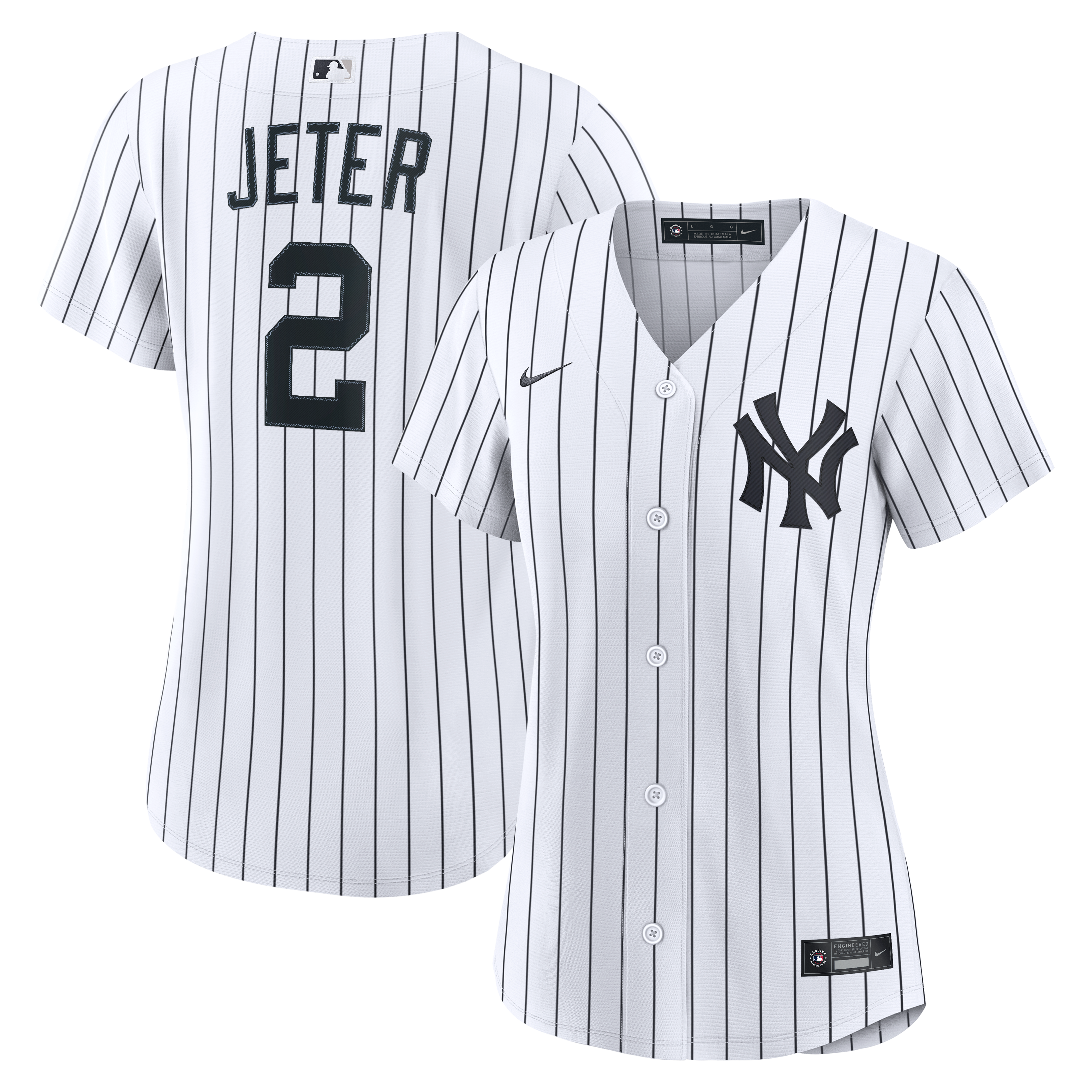 Women's New York Yankees Derek Jeter Nike White Home Retired Replica Jersey - 2
