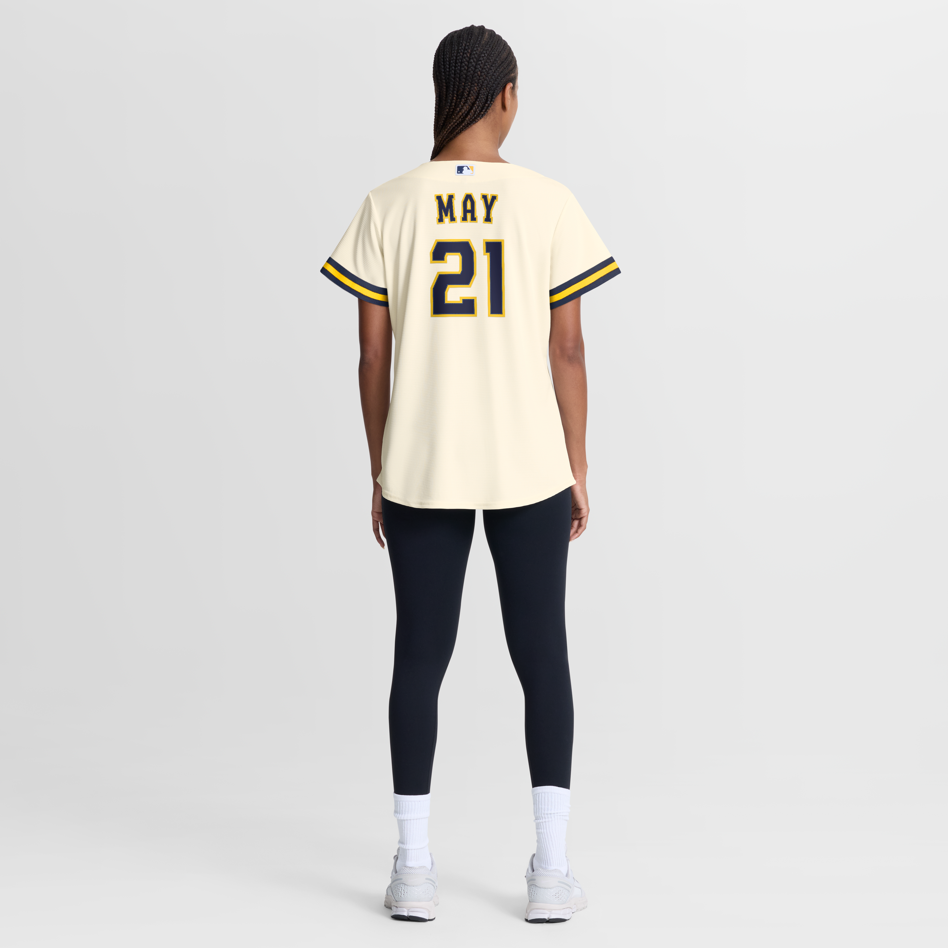 Women's Milwaukee Brewers Dustin May Nike Cream Home Replica Jersey - 4