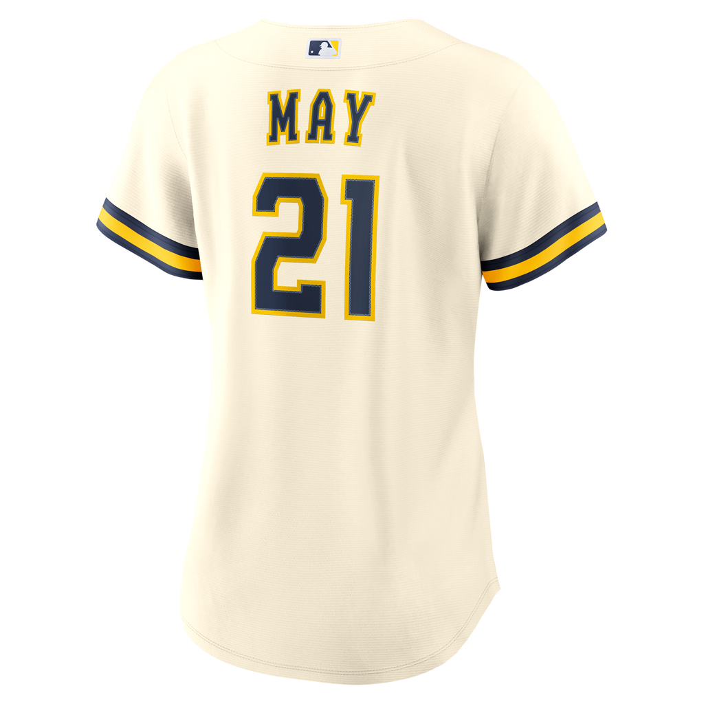 Women's Milwaukee Brewers Dustin May Nike Cream Home Replica Jersey - 6