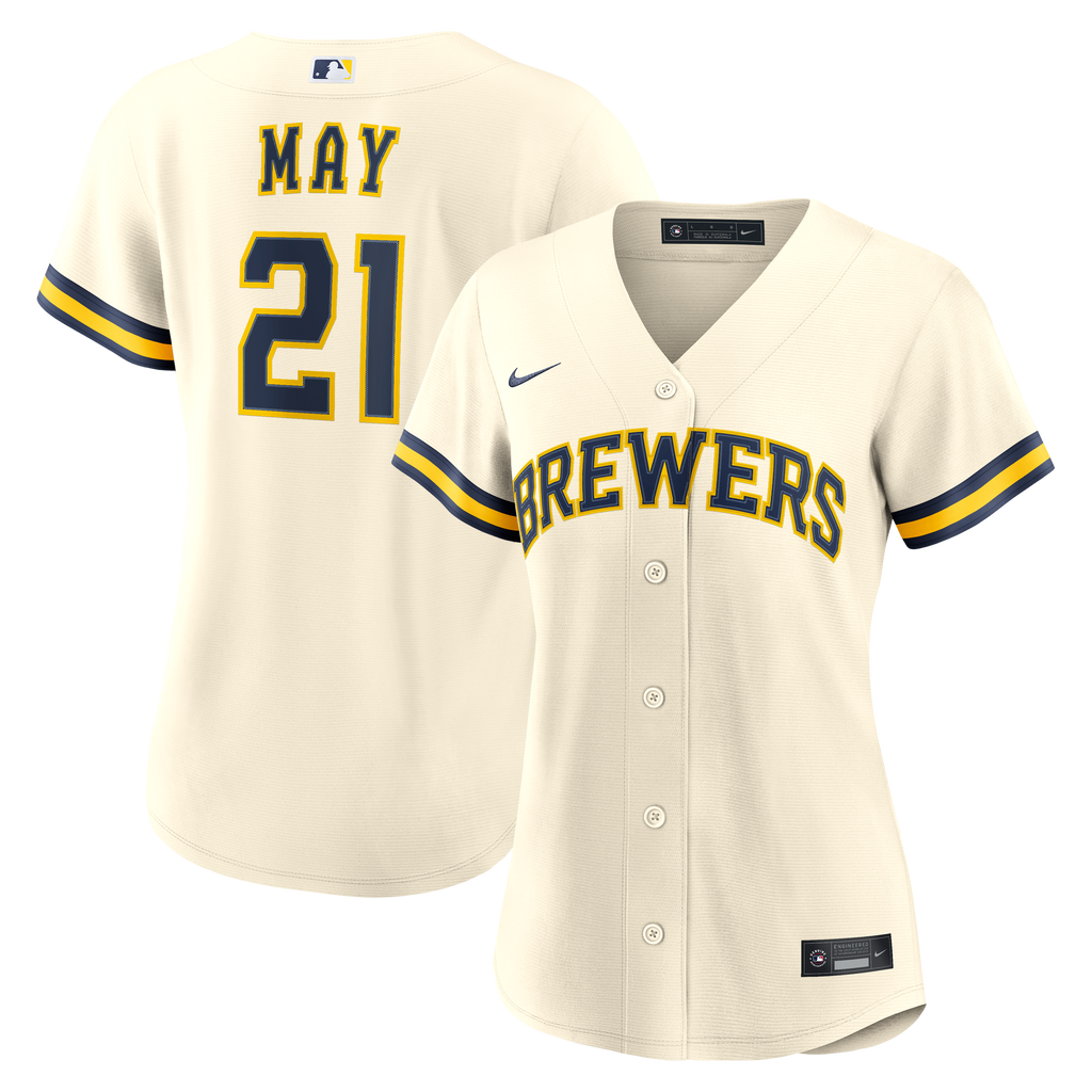 Women's Milwaukee Brewers Dustin May Nike Cream Home Replica Jersey