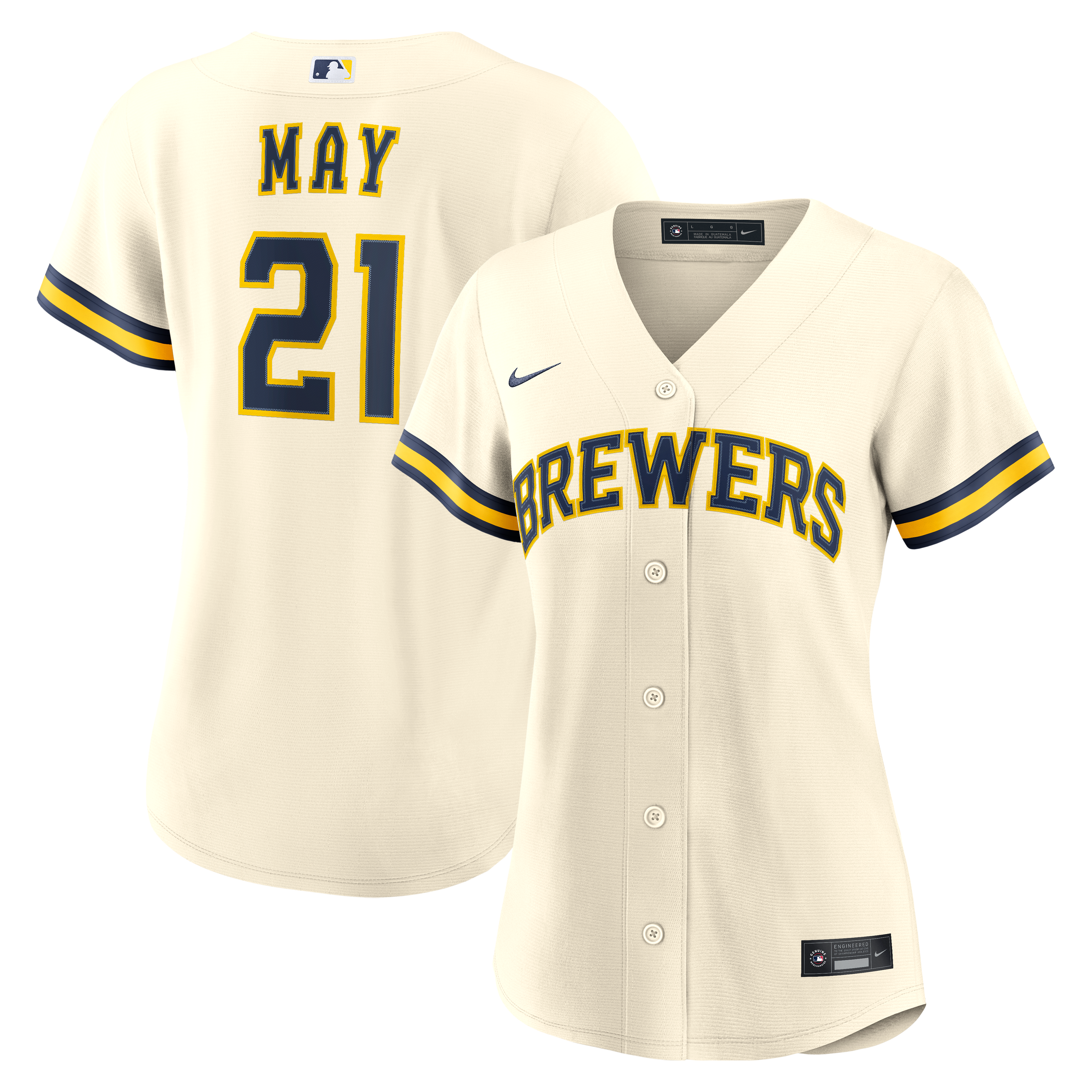 Women's Milwaukee Brewers Dustin May Nike Cream Home Replica Jersey