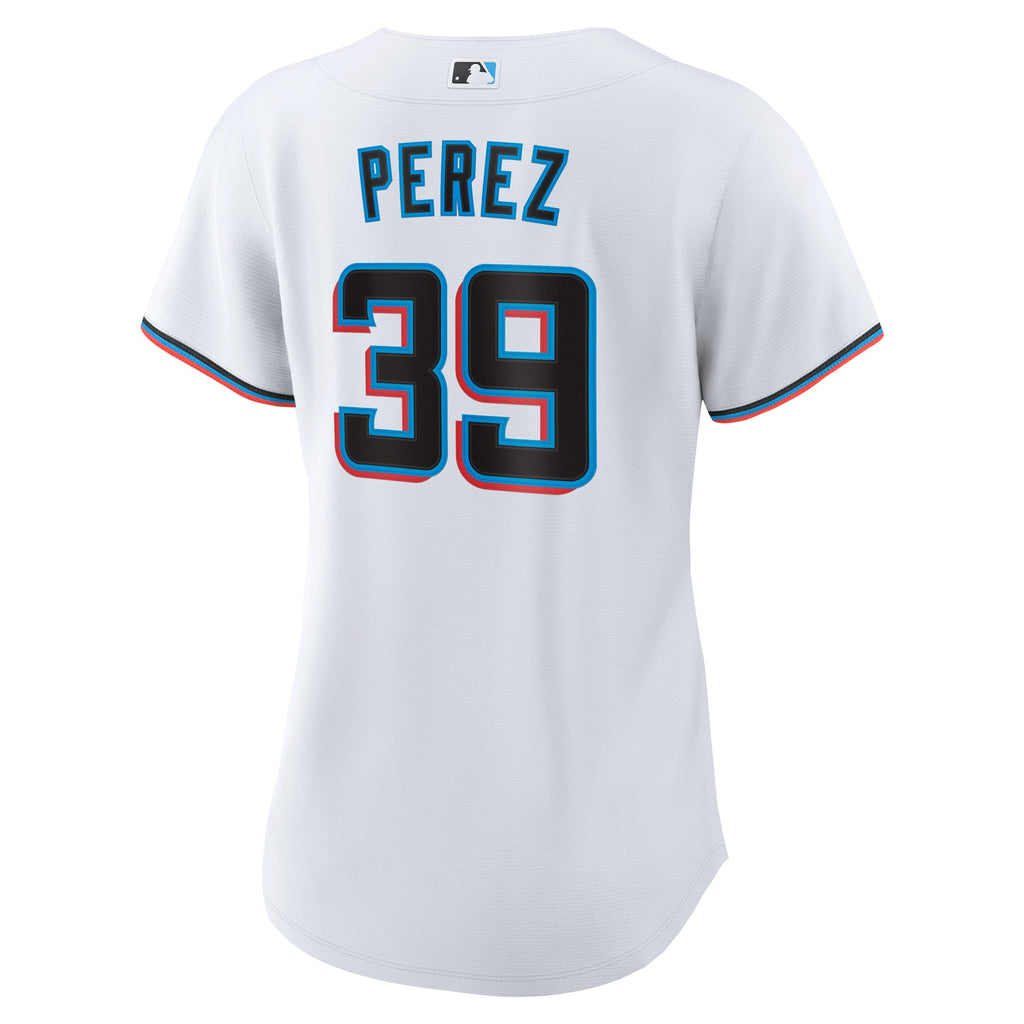 Women's Miami Marlins Eury Perez Nike White Home Replica Jersey - 4