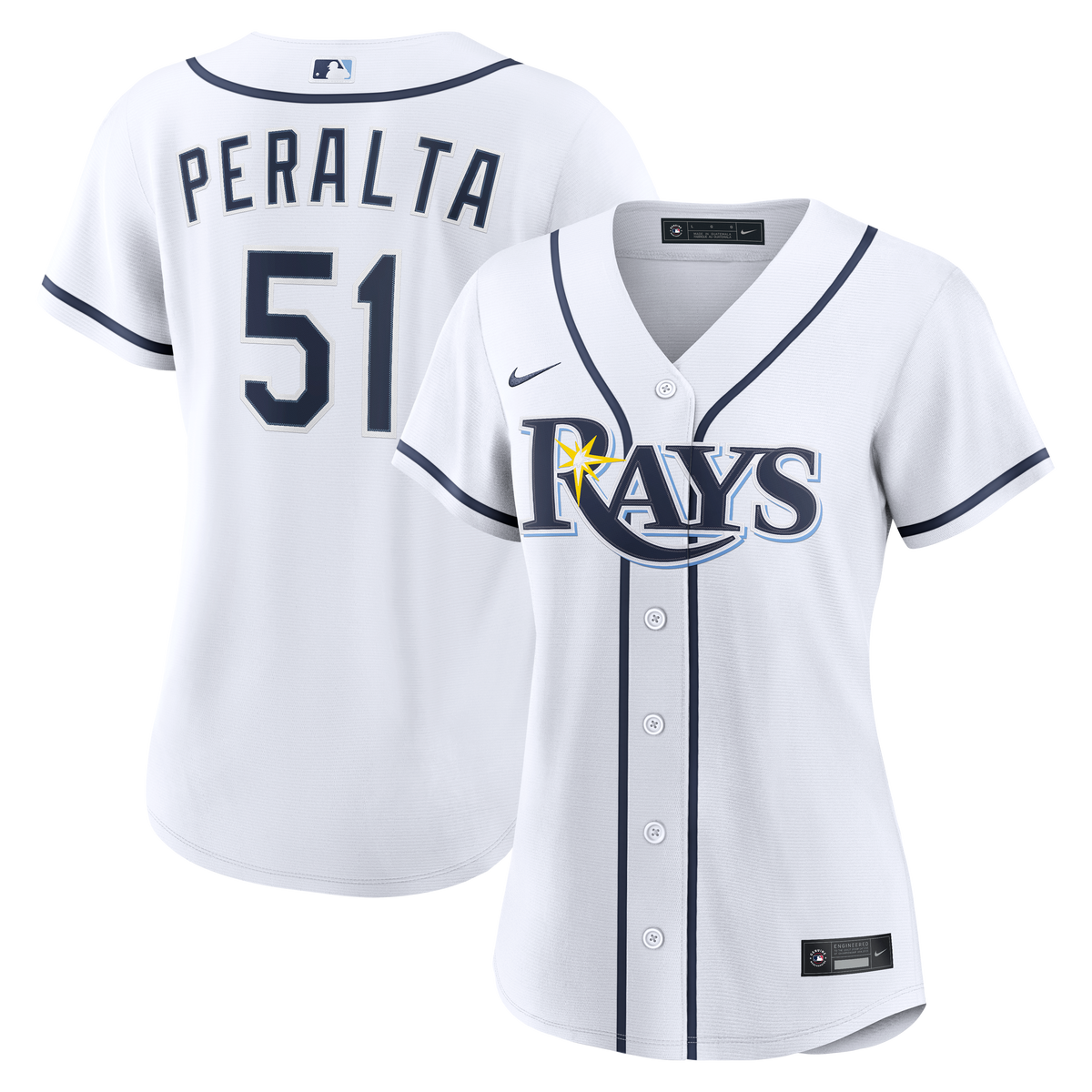 Women's Tampa Bay Rays Freddy Peralta Nike White Home Replica Jersey