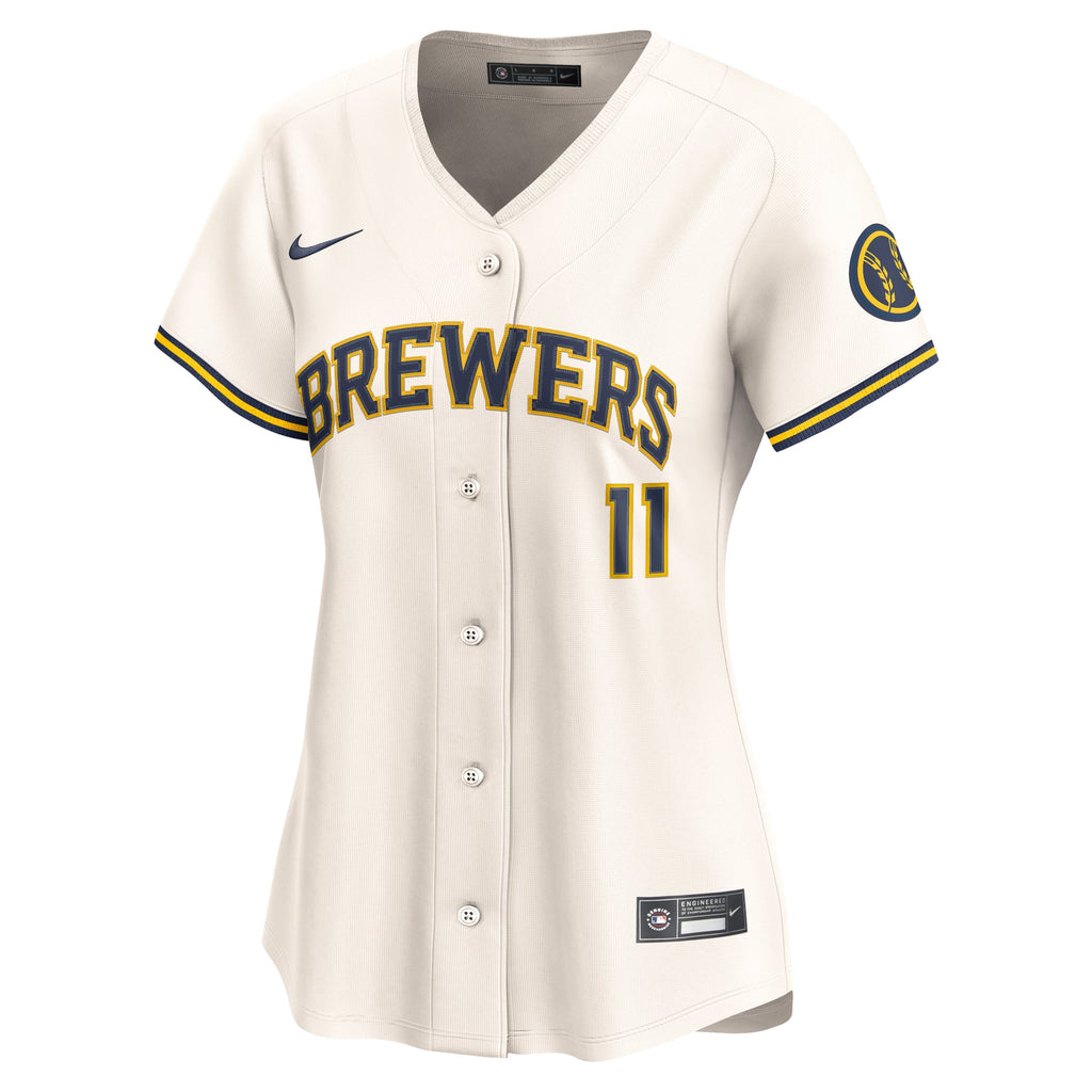 Women's Milwaukee Brewers Jackson Chourio Nike Cream Home Limited Player Jersey - 3
