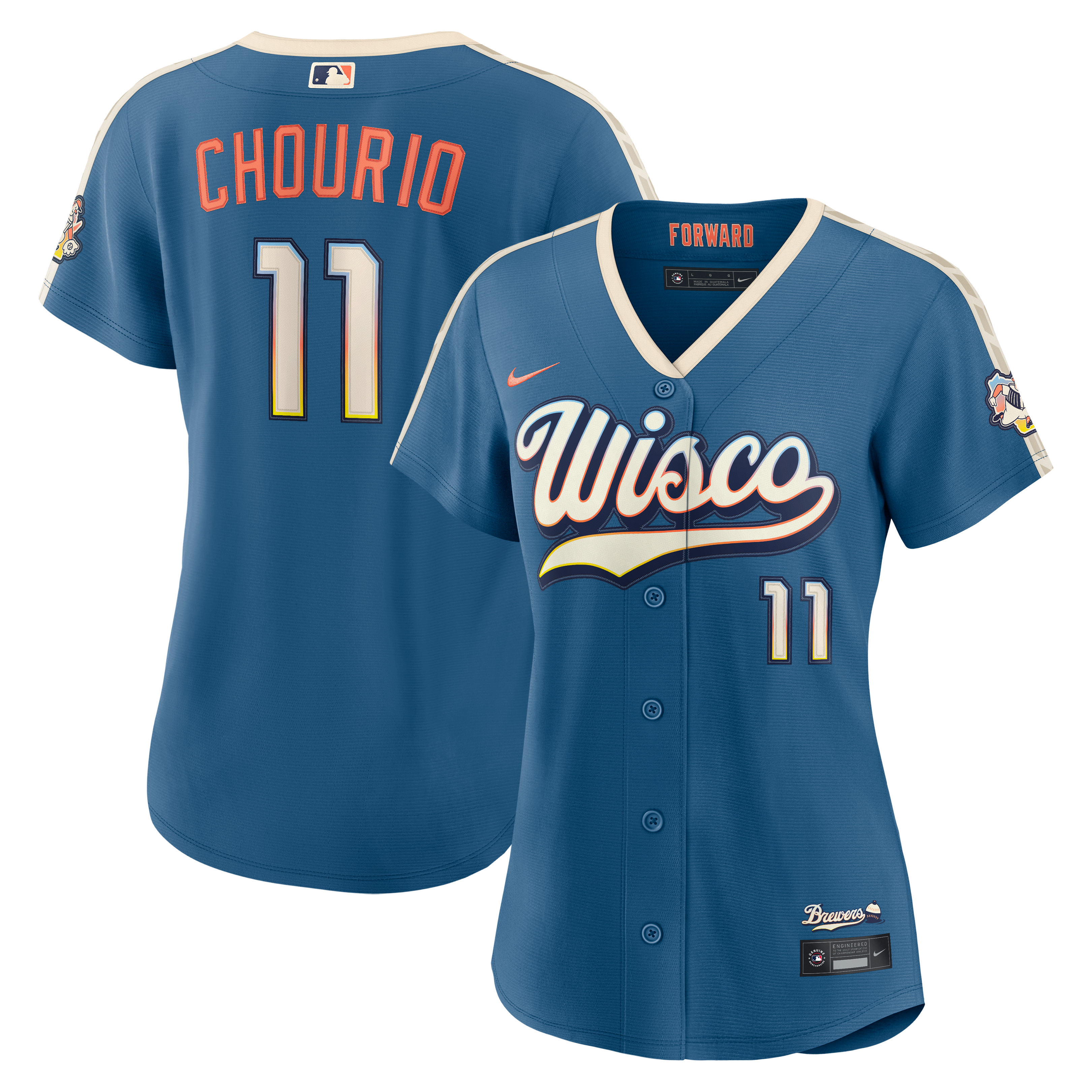 Women's Milwaukee Brewers Jackson Chourio Nike Mineral Blue 2026 City Connect Stadium Jersey - 2