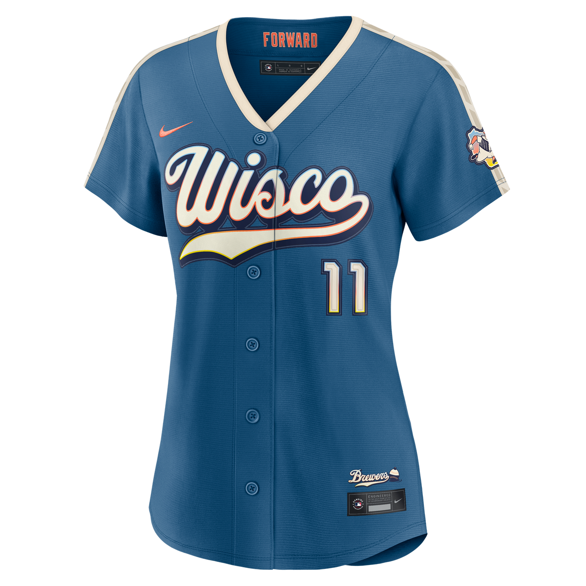 Women's Milwaukee Brewers Jackson Chourio Nike Mineral Blue 2026 City Connect Stadium Jersey - 3