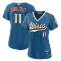 Women's Milwaukee Brewers Jackson Chourio Nike Mineral Blue 2026 City Connect Stadium Jersey