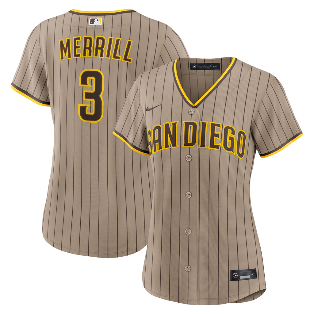 Women's San Diego Padres Jackson Merrill Nike Sand Replica Jersey