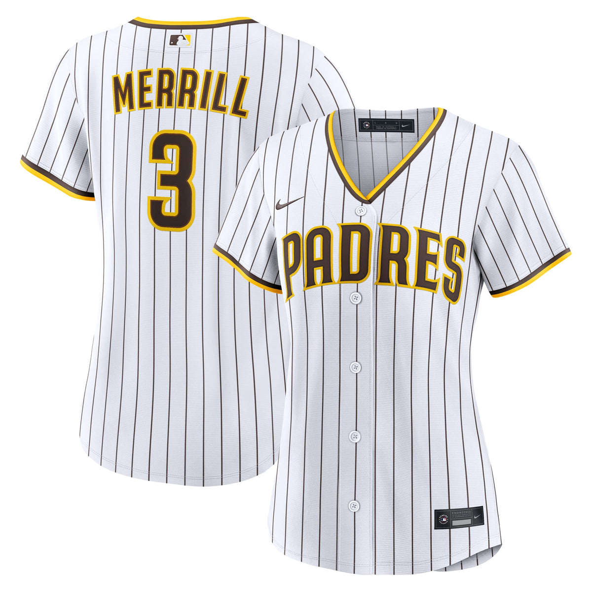 Women's San Diego Padres Jackson Merrill Nike White Home Replica Jersey