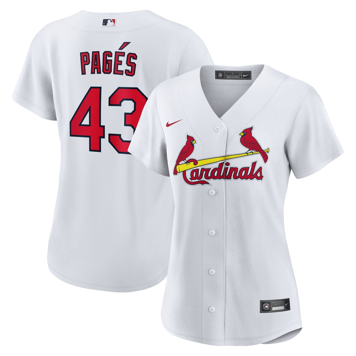 Women's St. Louis Cardinals Pedro Pagés Nike White Home Replica Jersey - 2