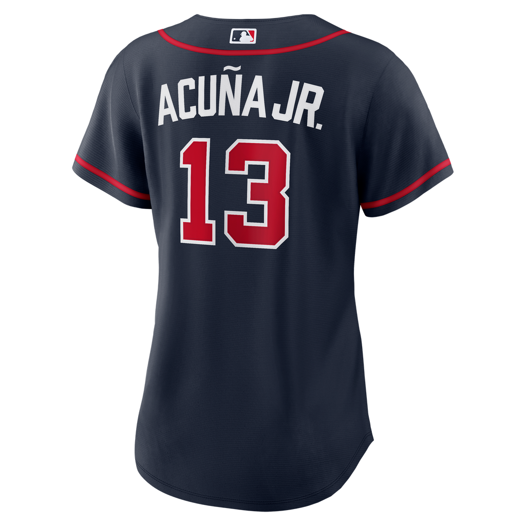 Women's Atlanta Braves Ronald Acuña Jr. Nike Navy Alternate Replica Jersey - 4