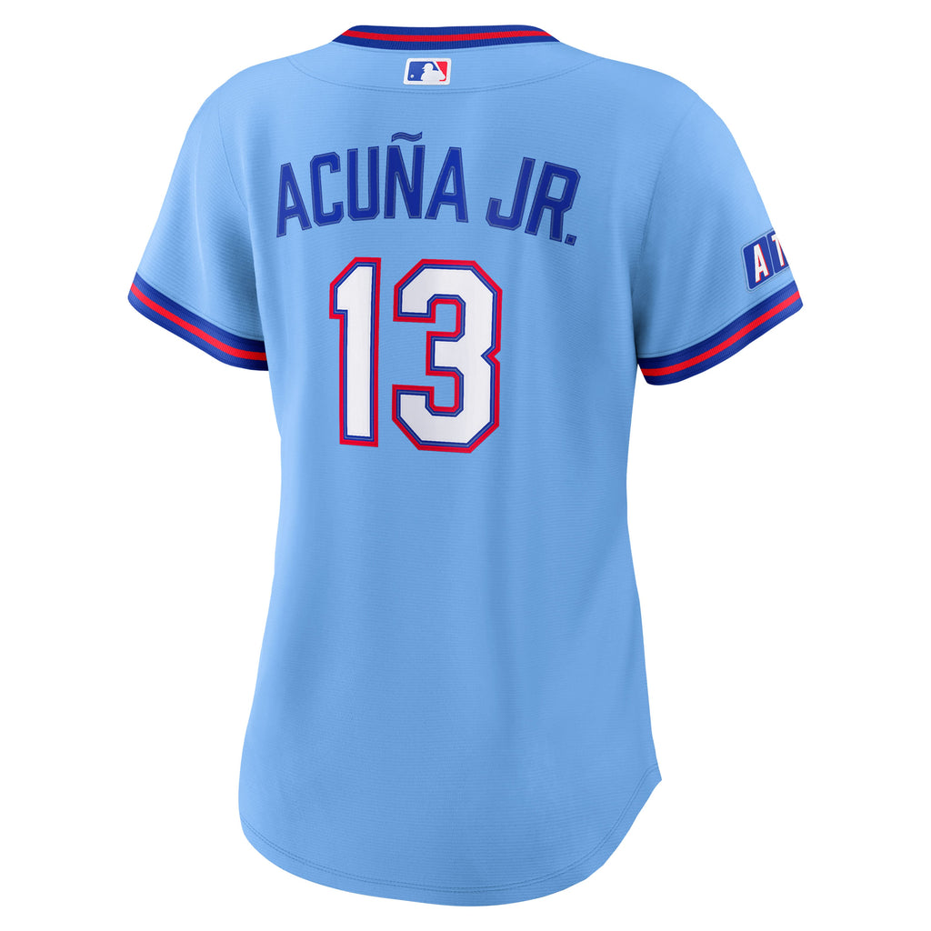 Women's Atlanta Braves Ronald Acuña Jr. Nike Powder Blue 2026 City Connect Stadium Jersey - 4