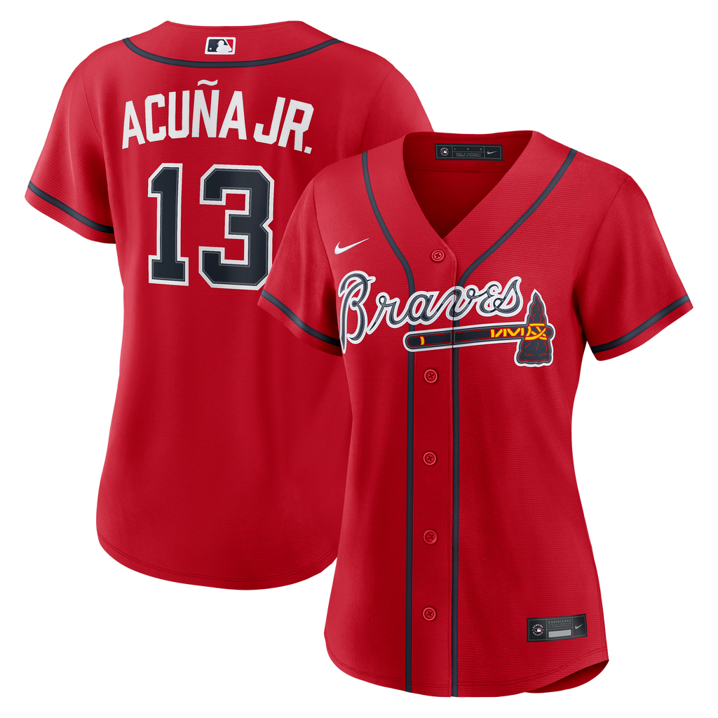 Women's Atlanta Braves Ronald Acuña Jr. Nike Red Alternate Replica Jersey - 2