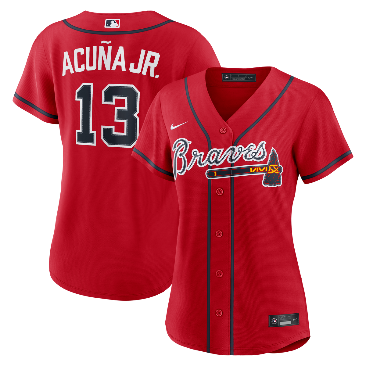 Women's Atlanta Braves Ronald Acuña Jr. Nike Red Alternate Replica Jersey