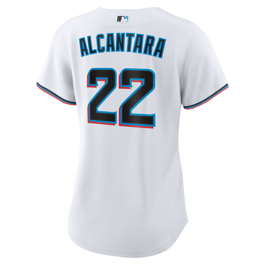 Women's Miami Marlins Sandy Alcantara Nike White Home Replica Player Jersey - 4