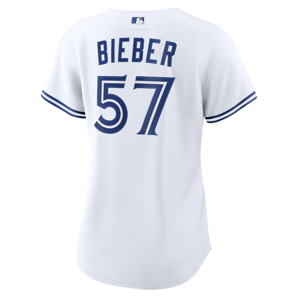 Women's Toronto Blue Jays Shane Bieber Nike White Home Replica Jersey - 4