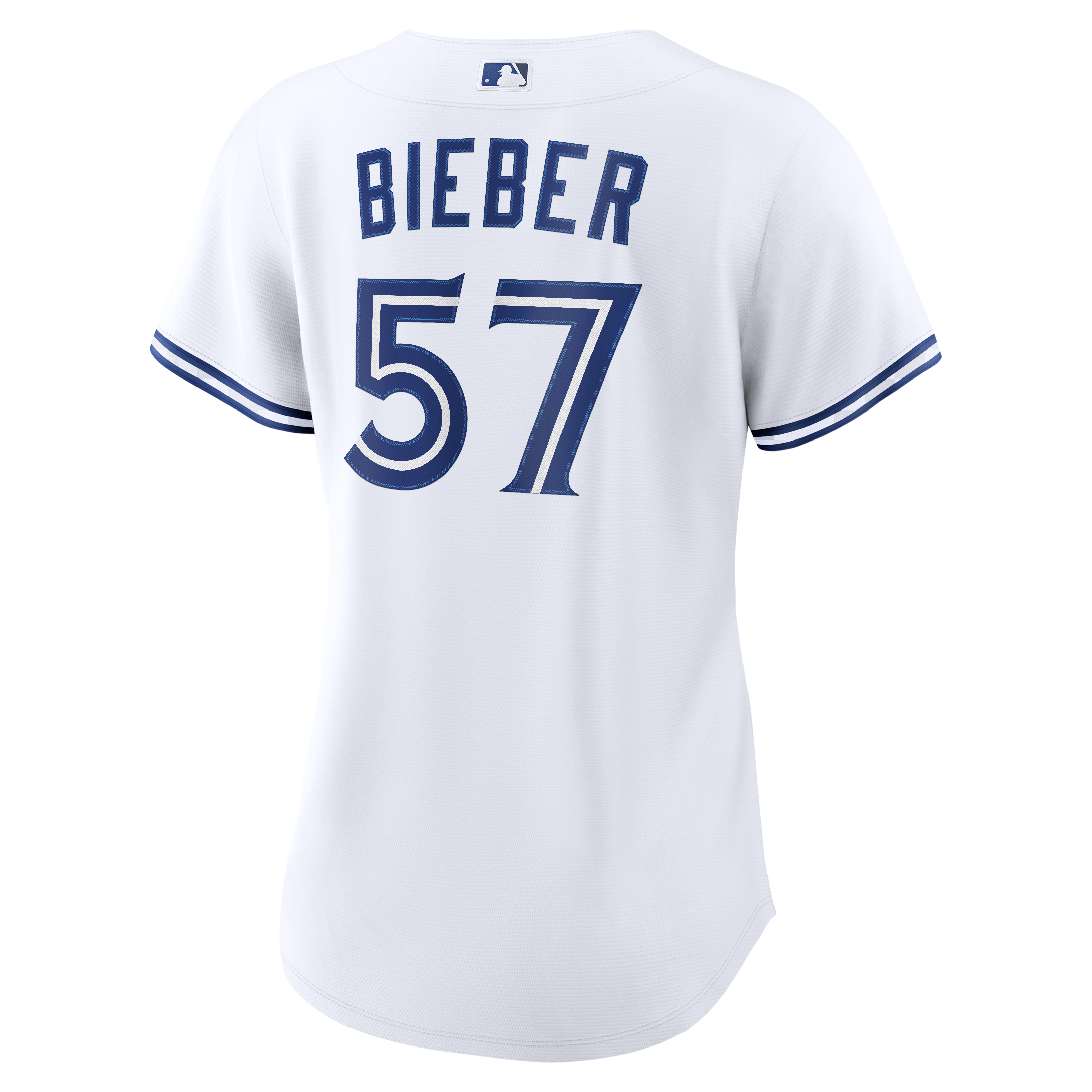 Women's Toronto Blue Jays Shane Bieber Nike White Home Replica Jersey - 4