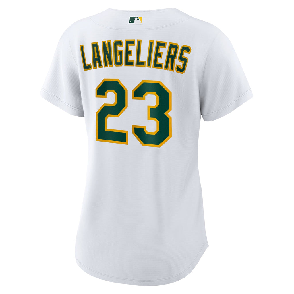Women's Athletics Shea Langeliers Nike White Home Replica Jersey - 4