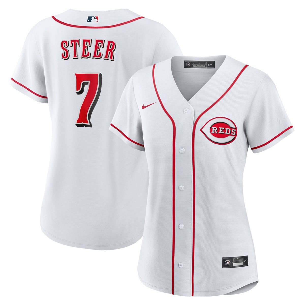 Women's Cincinnati Reds Spencer Steer Nike White Home Replica Jersey - 2