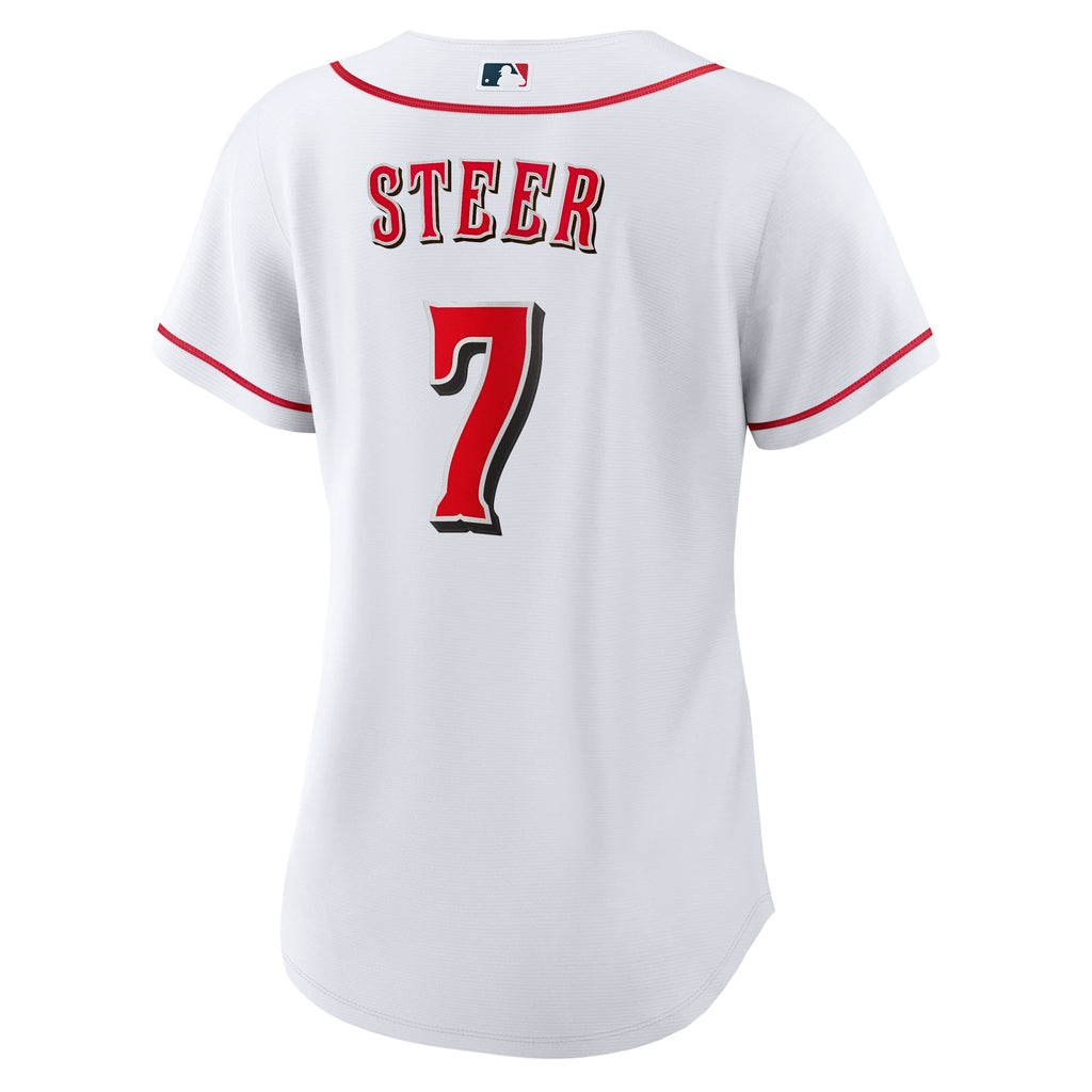 Women's Cincinnati Reds Spencer Steer Nike White Home Replica Jersey - 4