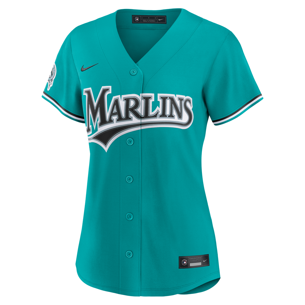 Women's Miami Marlins Nike Teal Alternate Stadium Jersey - 3