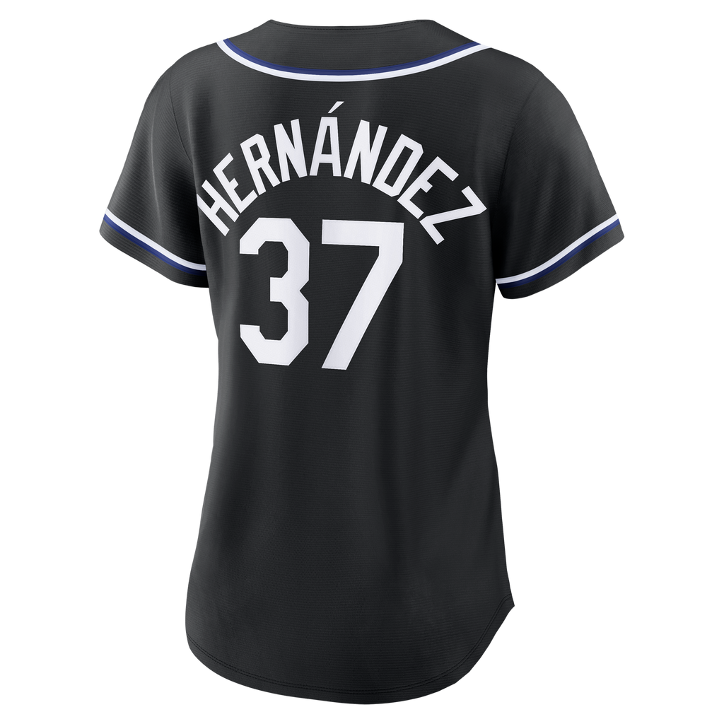 Women's Los Angeles Dodgers Teoscar Hernández Nike Fashion Black Out Replica Jersey - 4