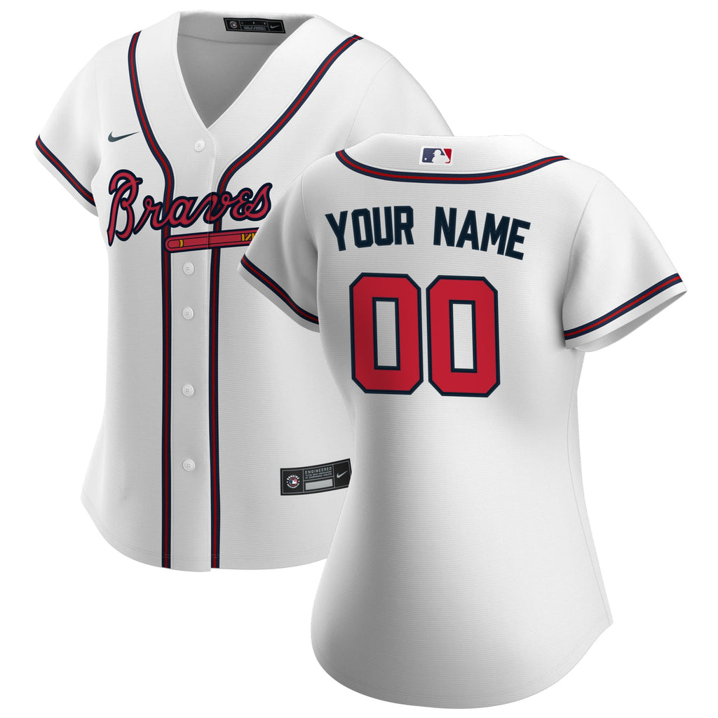 Women's Atlanta Braves Nike White Home Replica Custom Jersey - 2