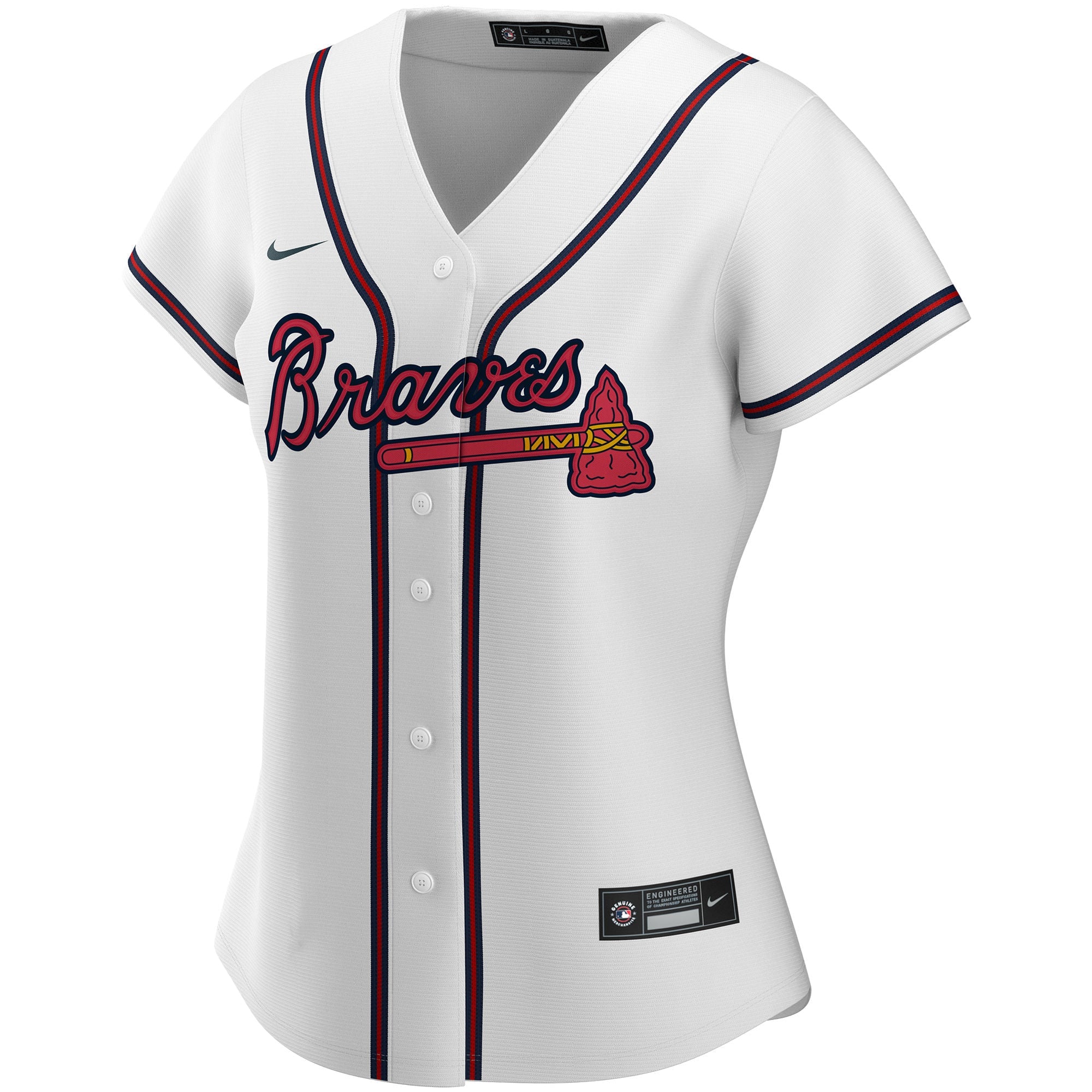 Women's Atlanta Braves Nike White Home Replica Custom Jersey - 3