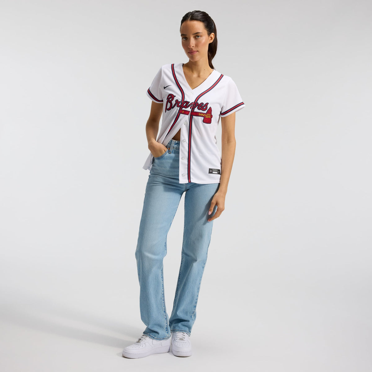 Women's Atlanta Braves Nike White Home Replica Team Jersey - 4