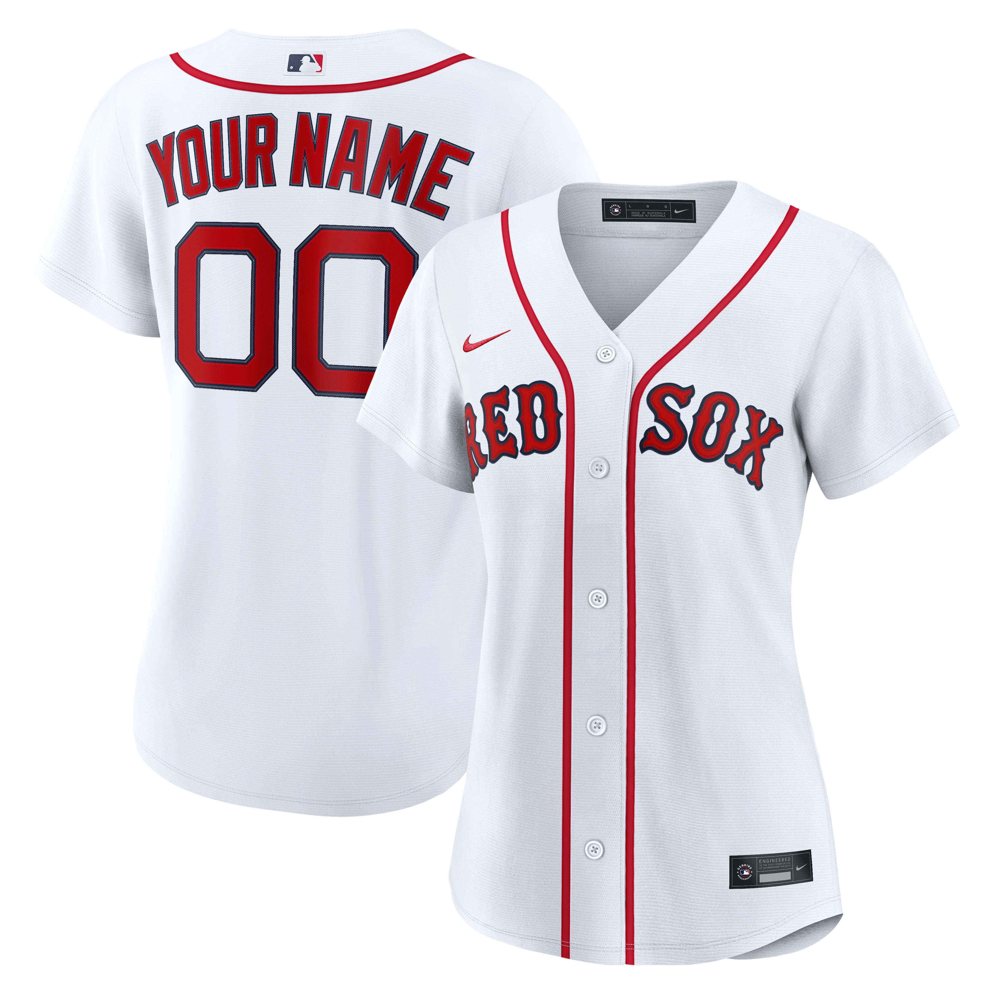 Women's Boston Red Sox Nike White Home Replica Custom Jersey - 2