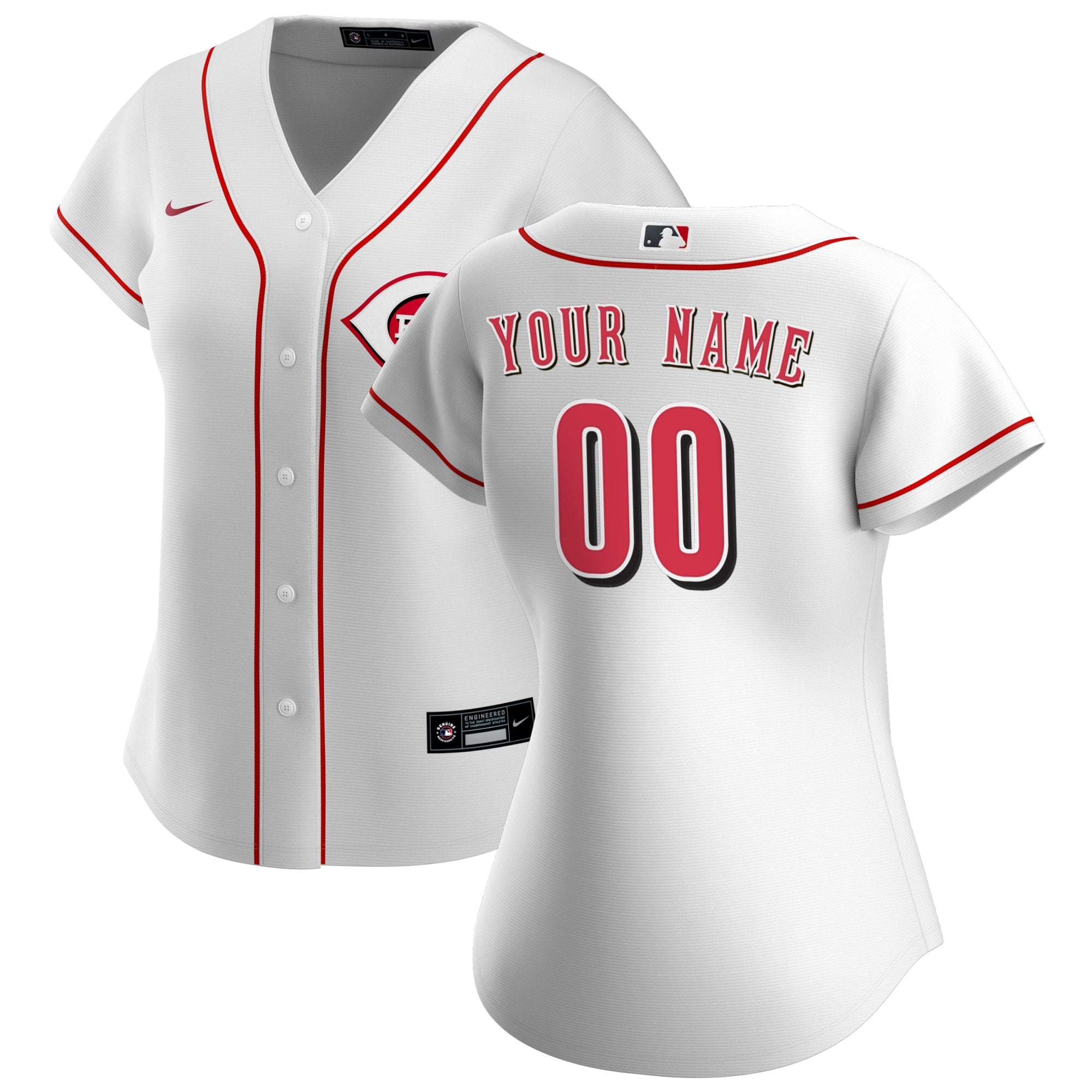 Women's Cincinnati Reds Nike White Home Replica Custom Jersey - 2
