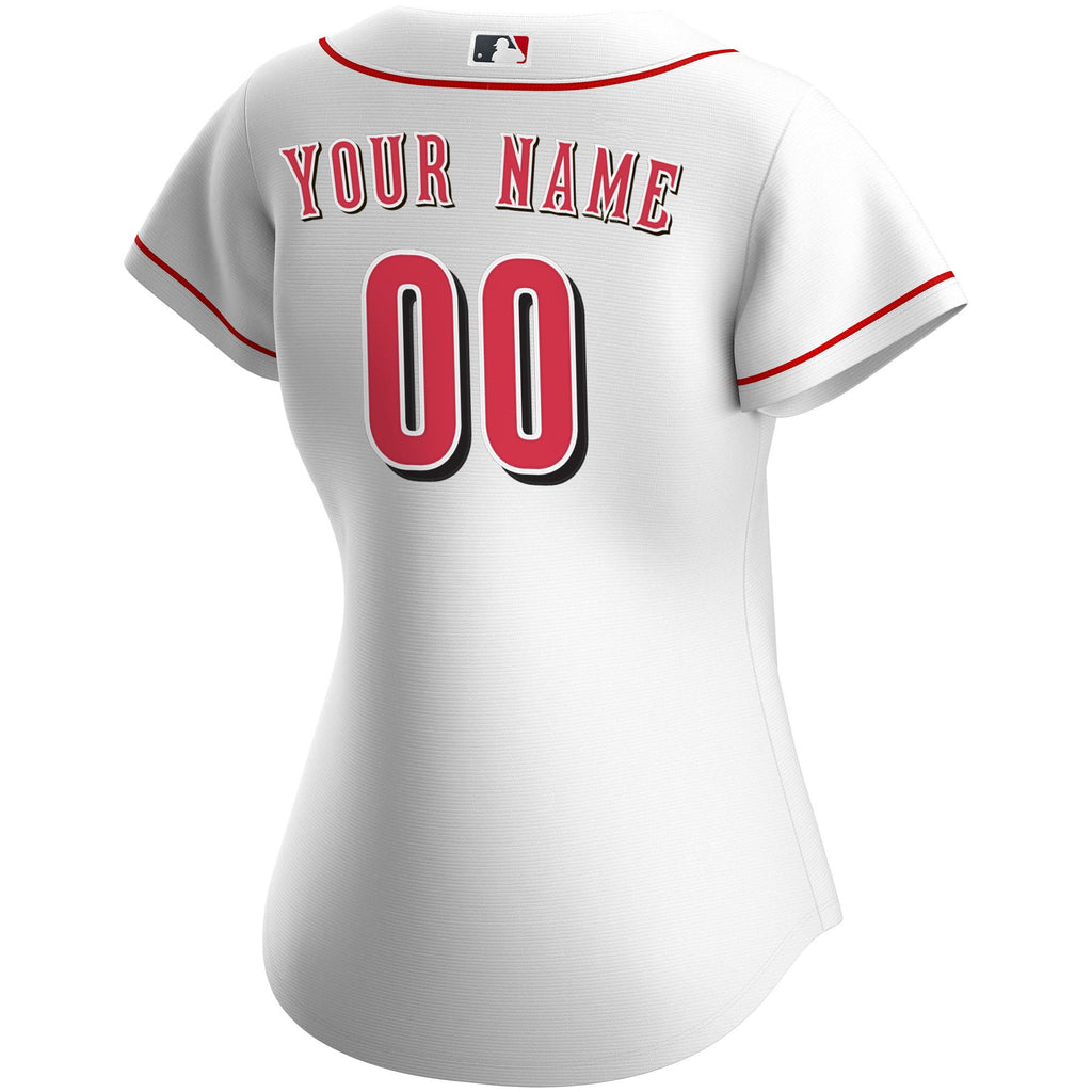 Women's Cincinnati Reds Nike White Home Replica Custom Jersey - 4